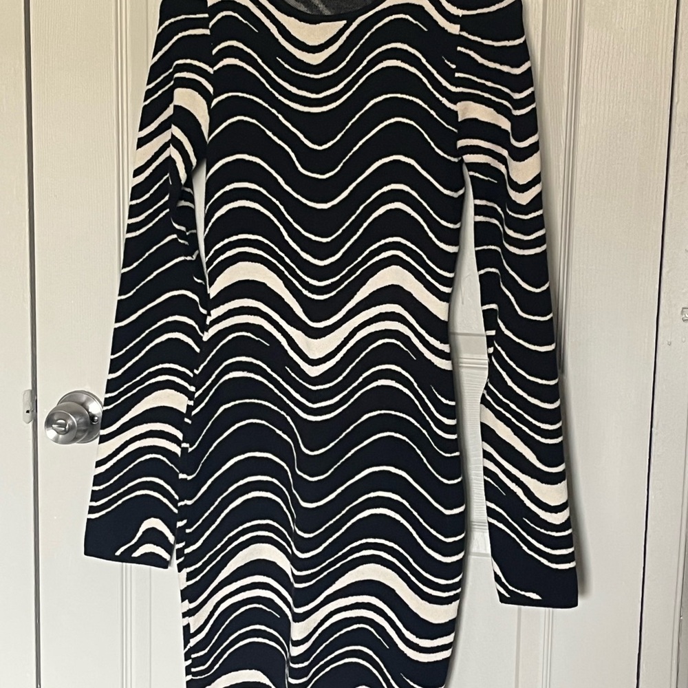 Black and Nude Wave Pattern Dress